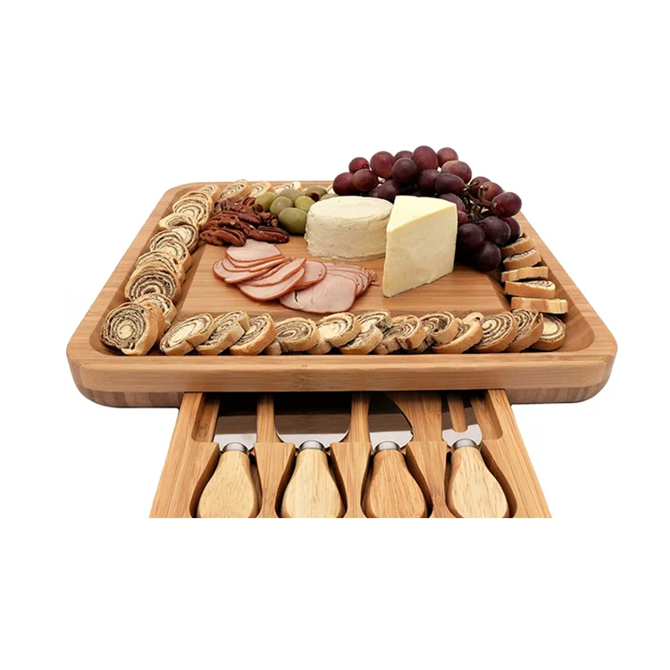 Kitchen Food Safe Charcuterie Serving Drawer Trays 100% Natural Bamboo ...