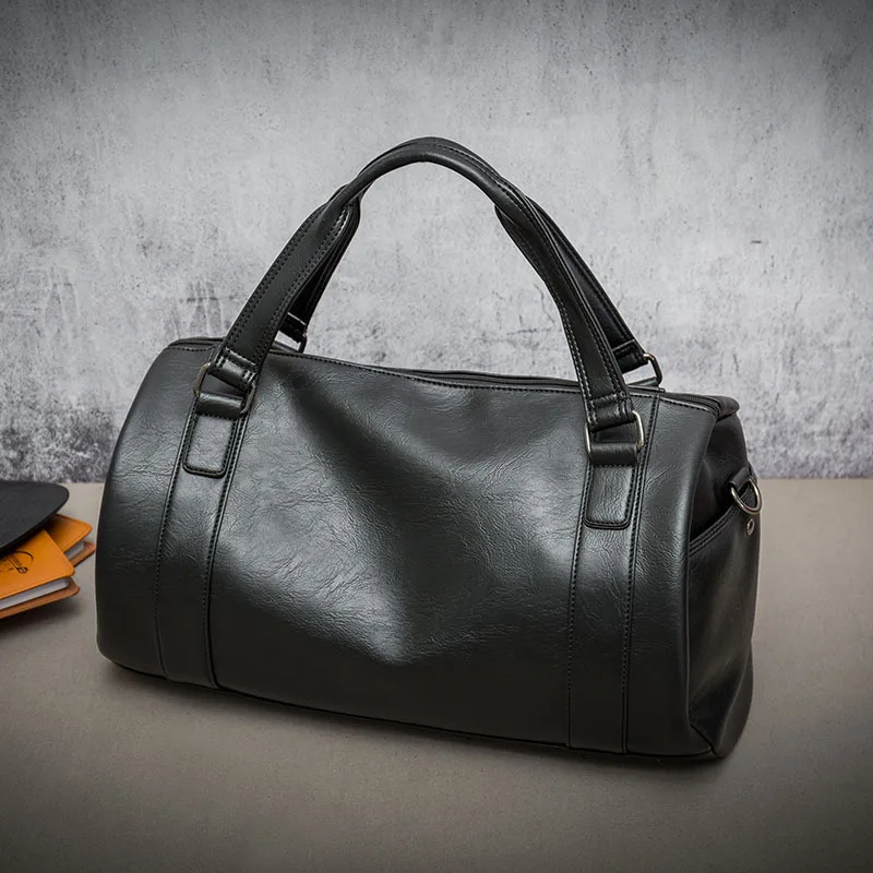 
2020 Black Unisex Large Travel Leather DuffelWaterproof Men Handbags Weekender Bag Vintage Travel Mens bags 