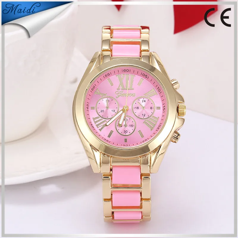 

Free Shipping Luxury Brand High Quality Gold Geneva Stainless Steel Casual Quartz Watch Ladies Fashion Wristwatches Clock GW055, 8 different colors as picture