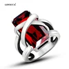 Vintage Titanium Steel Ruby Mens Gemstone Ring Stainless Steel Wedding Rings Finger Band Jewelry