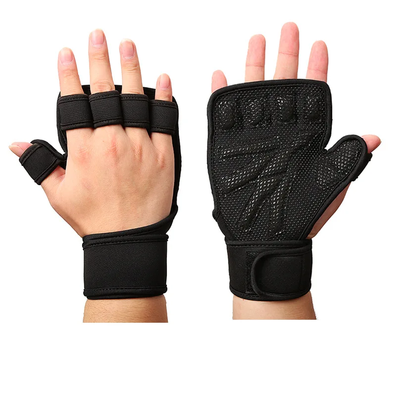 

Full palm protect and extra grip usage cross training fitting Weighlifting gloves with wrist wraps for men and women, Black