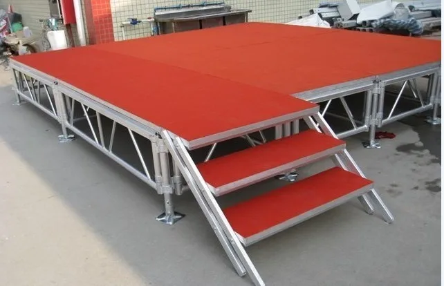 aluminium easy build and mobile stage step for shows