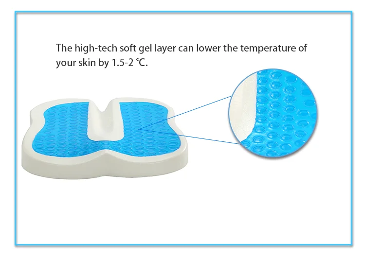 Orthopedic Comfort Office Chair Portable Comfy Car Driver Coccyx Cooling Memory Foam Cooling Gel Seat Cushion
