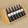 Wooden Wine Rack Display Holds 6 Bottles bamboo wine Storage Shelf And 5 Wine Glasses Free Standing Organizer