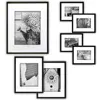 7 PCS Black Wooden Wall Gallery Picture Photo Frame Set with Decorative Art Prints & Hanging Template