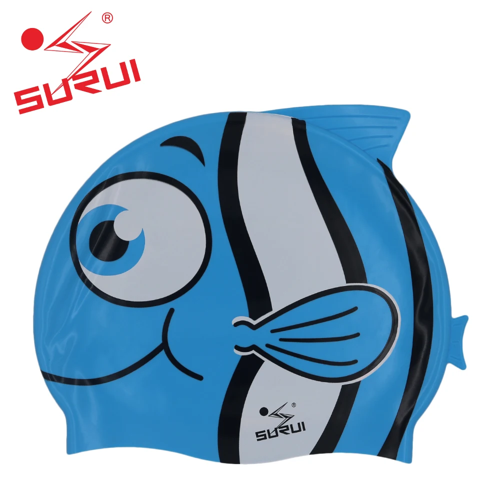 Cartoon Silicone Kids fish   Swimming Cap with Your Logo