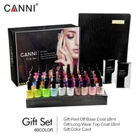 

CANNI gel polish kit 2019 new salon hot sale full set /basecoat/no clean topcoat 18ml high quality nail uv gel polish 60*7.3ml