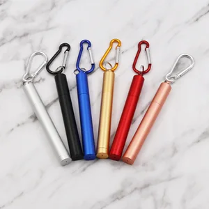 Reusable Collapsible Metal Straw, BPA Free Rainbow Telescopic Stainless Steel Straw