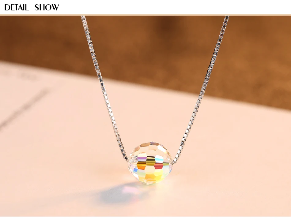Czcity Simple Australia Crystal Beaded Necklace 925 Sterling Silver