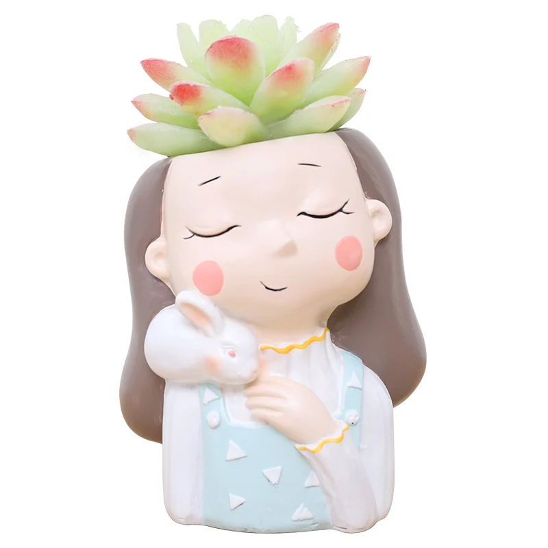 

Roogo Resin Little Warm Wreath Girl Planter pots, Colorful