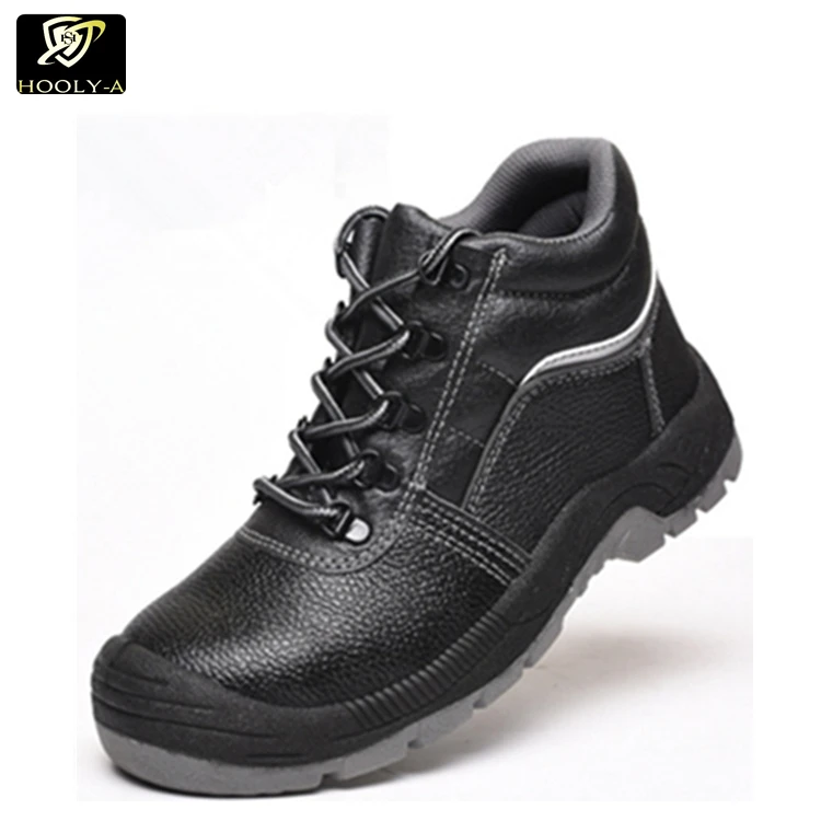 

Wholesale Men's Work Shoes leather Waterproof Steel Toe Work Safety Boots Men, Black