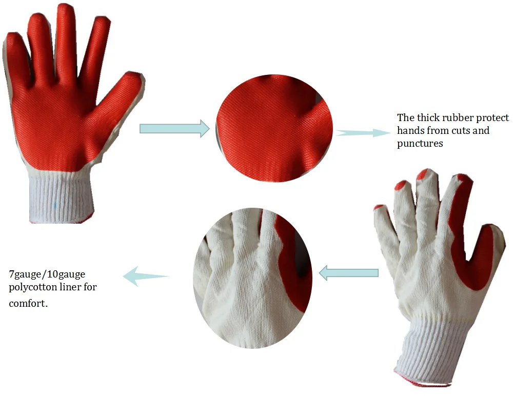 Cheapest Polycotton Knitted Rubber Palm Coated Crayfish Gloves Buy