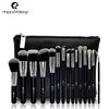 Hot15pcs Portable high quality Black Handle custom logo makeup brushes Kit With PU zipper bag