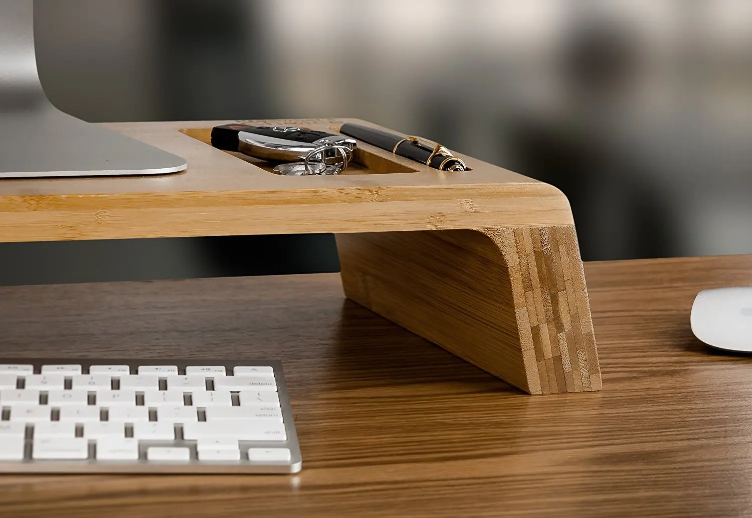 Wooden Bamboo Desk Organizer Imac Laptop Monitor Stand ...