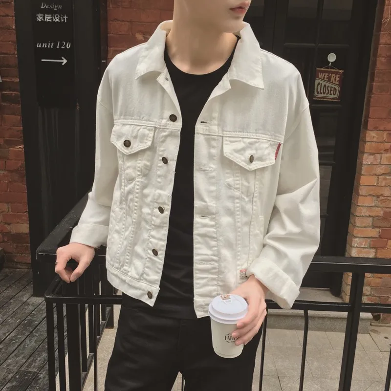 Compra blanco hombres de la chaqueta de jean online al por