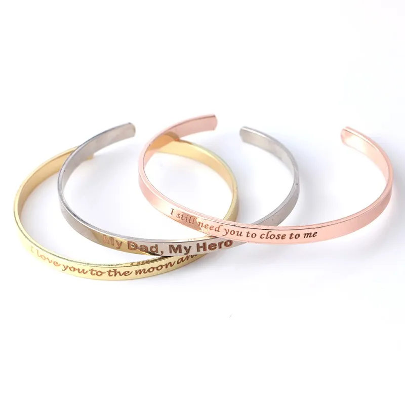 

Wholesale Custom Personalized Bracelet Name engraved with letters nameplate Logo bangle cuff bracelet gifts, Gold