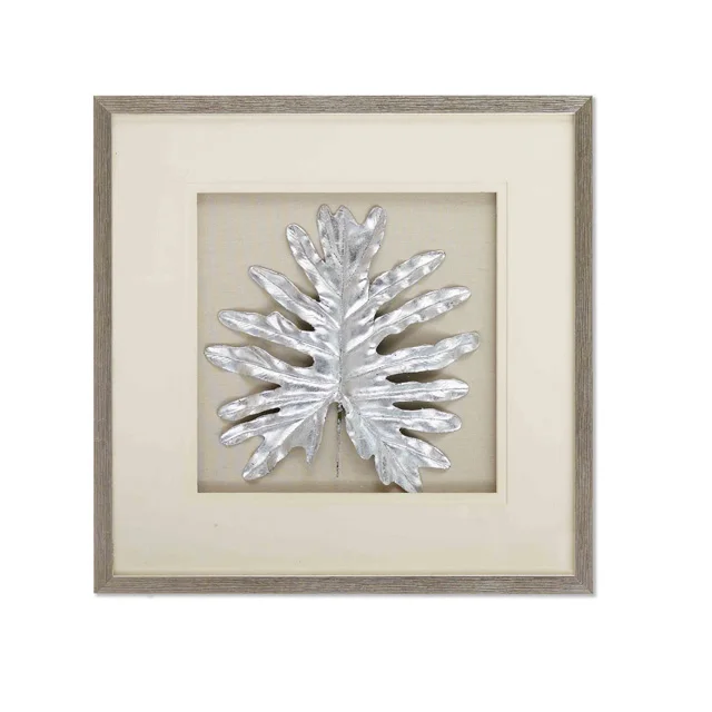 

Sliver Natural Leaf Shadow Box Wall Framed Art Home Decoration