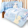 Percale 100% Cotton Toddler Bed duvet blue 3pcs crib baby cot bumper bedding sets