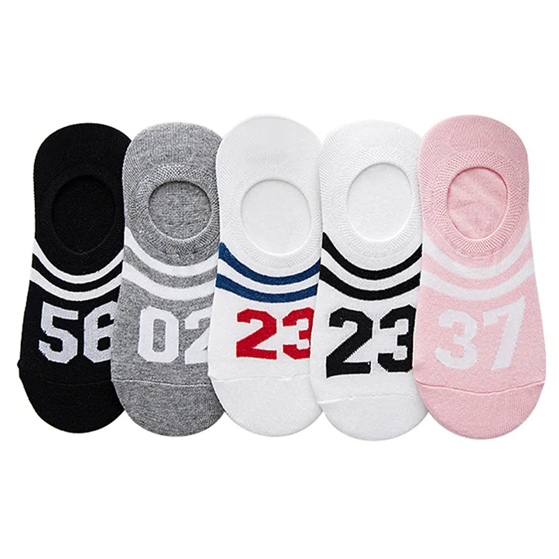 

Fashion Low Cut Women Two Stripes Number Wholesaler Socks, Custom color