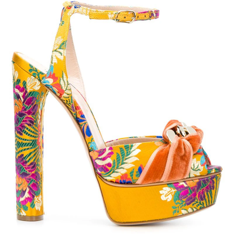 

WETKISS Wholesale OEM Sexy Women High Heel Sandals Fashion Embroidery Gladiator Platform Sandals 2019 Summer Sandals for Party, Pink, yellow