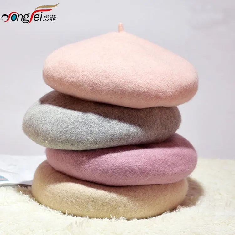 

Good quality fancy classic warm solid color wholesale custom wool berets, Multi-beret