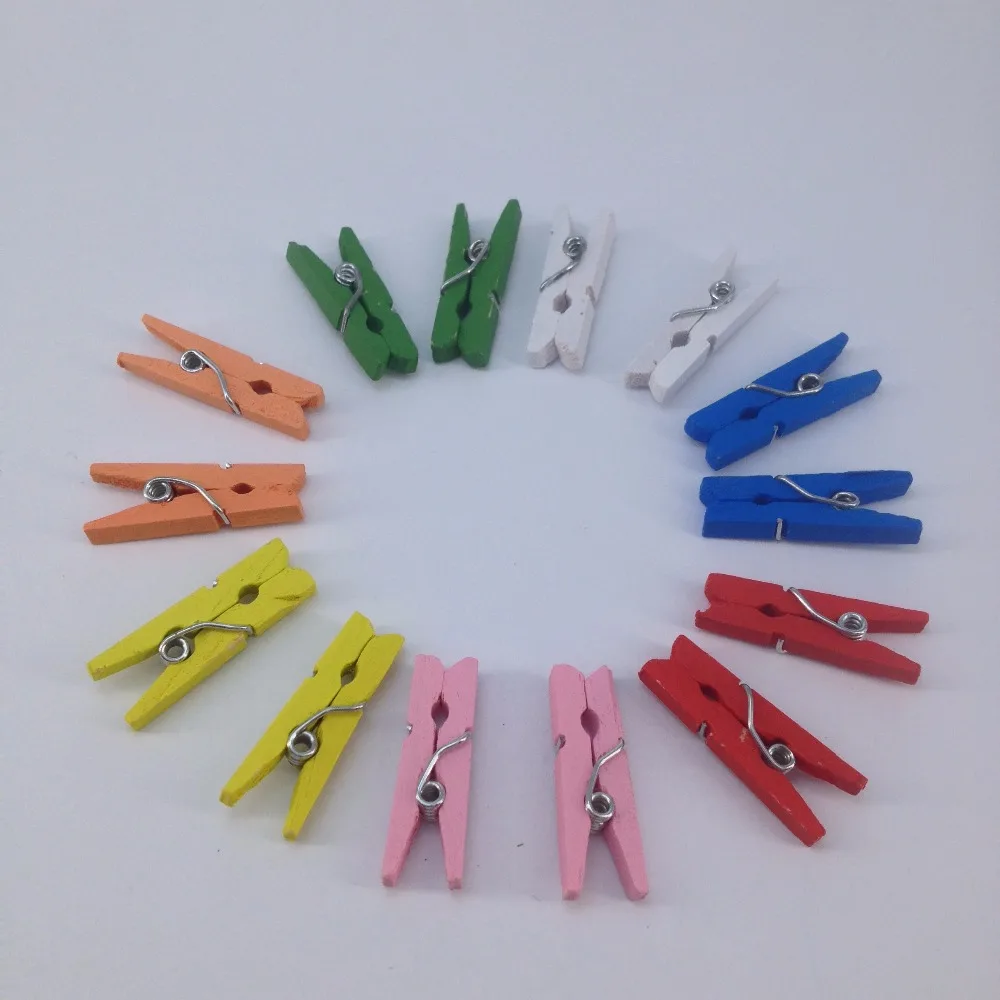 35mm Promotion Handicraft Colored Wood Clip Home Decoration Mini