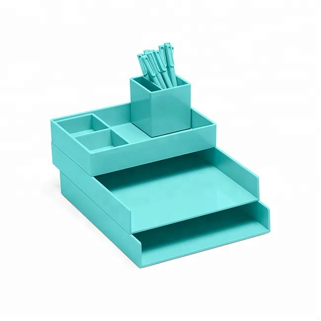 Desk Top Stationery Drawer Stackable Plastic Office Paper Tray