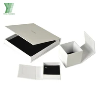 

Fashion luxury custom logo printed velvet paper silver magnetic closure cardboard jewelry box packaging