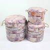 Modern home newest furniture portable stone shaped round bucket shape wooden ottoman stool with handle
