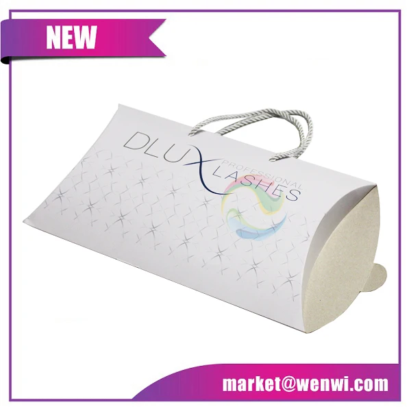 Wholesale Custom Print Logo Large Paper Gift Hair Extensions Pillow Box With Handle Packaging