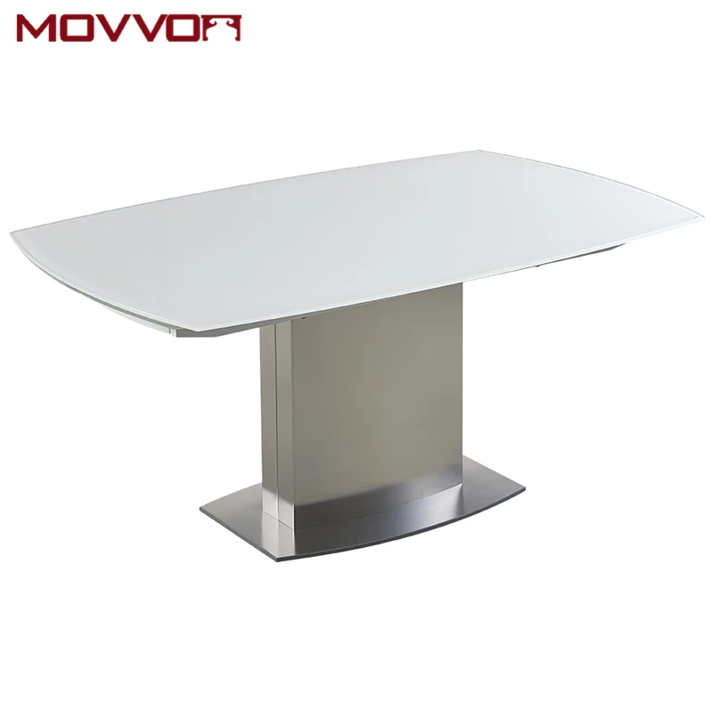 Modern Home Furniture Designs White Glass Top Extensible Side Dining Table With Stainless Steel Base And Legs Buy Glass Dining Table Stainless Steel Dining Table Extensible Dining Table Product On Alibaba Com