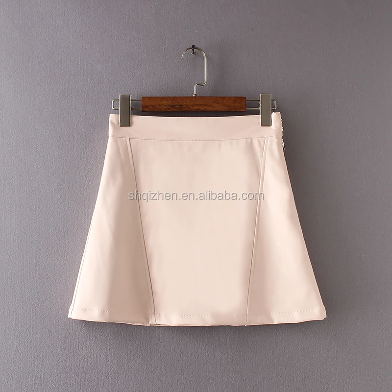 

Latest fashion design solid color women short mini leather skirts