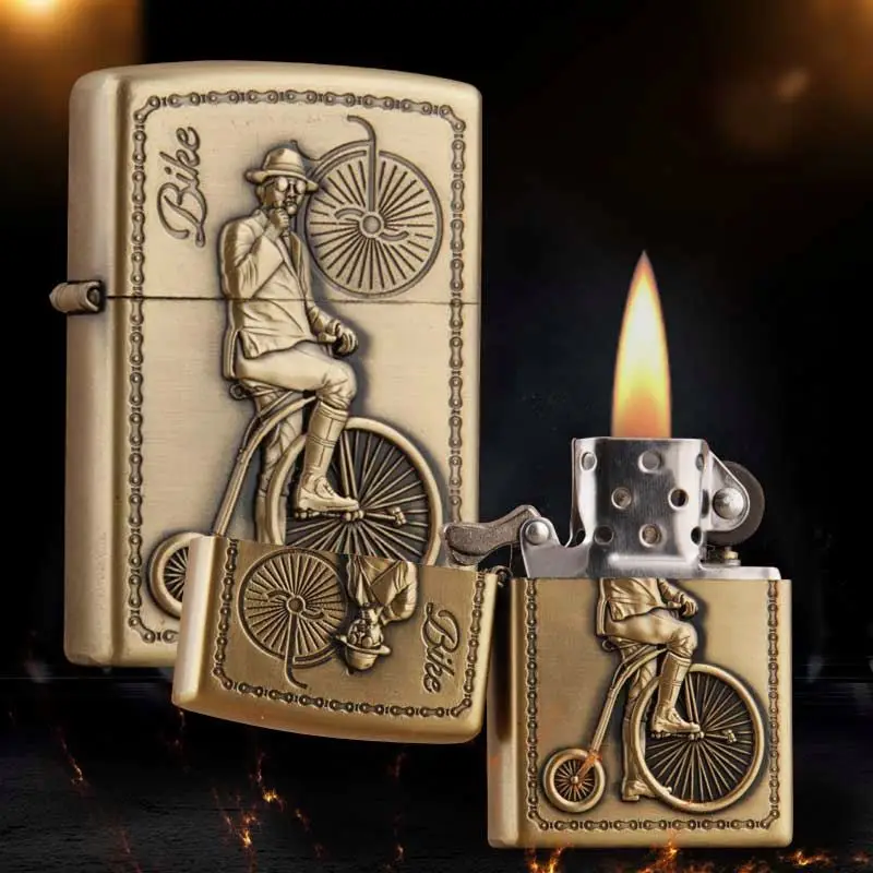 6229b wenzhou factory direct bronze embossed oil lighter custom lighter