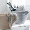Handmade housekeeping decorative linen laundry basket storage natural straw round basket bag