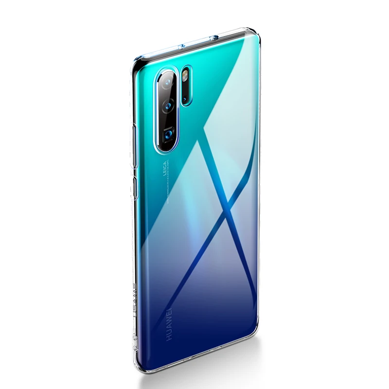 

USAMS wholesale fashion transparent universal ultra thin soft cell phone accessories case for HUAWEI P30, Black/red/blue