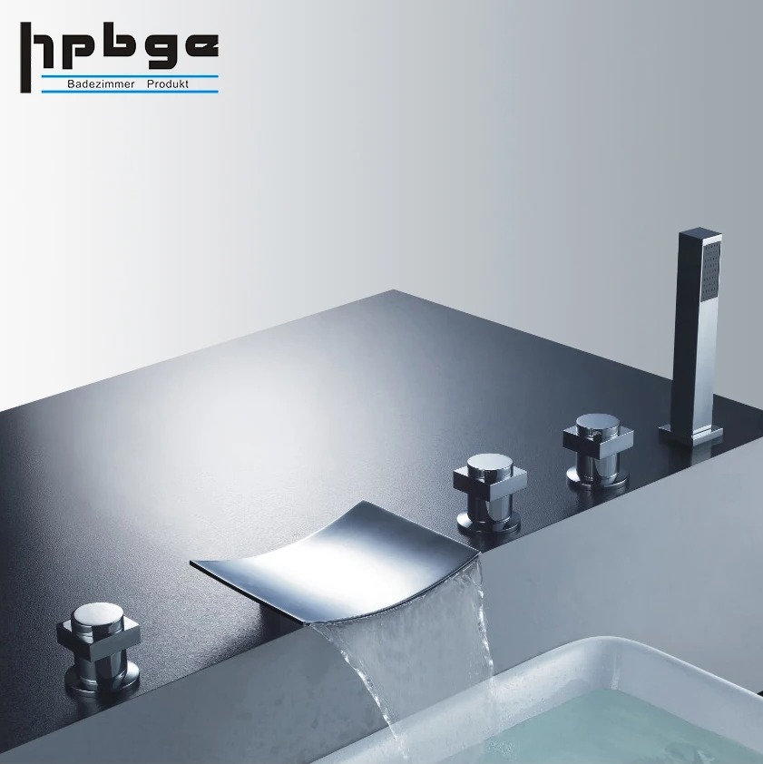 Bathroom Retractable Hose Set Bathtub Faucet Chrome Brass