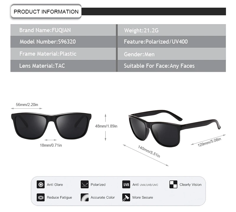Promotion OEM Polarized Square Fashion Mirror Shades Men TAC Eyewear