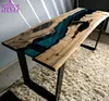 High Quality Unique Design Walnut Solid Wood Slab Epoxy Resin River Dining Table