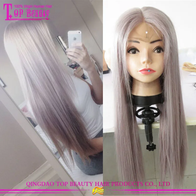 2017 New Arrival Silver Grey Human Hair Lace Wigs 100 Brazilian