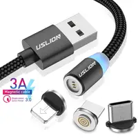 

USLION Cable Magnetic 3A Fast Charging USB Cable for Android Type-C Fast Cable