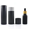 Custom logo 30ml 50ml cosmetic packaging recycled kraft cardboard black paper tube for glass bamboo dropper bottles