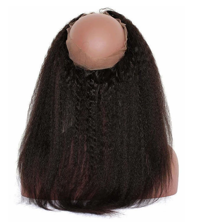 

360 Lace Frontal Closure With Baby Hair Virgin Brazilian 100 Human Hair Kinky Straight Frontal, Natural color 1b