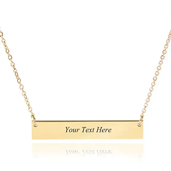 

Wholesale Fashion Jewelry Stainless Steel Blank Engraved Bar Personalised Name Letter Engraved Necklace, N/a
