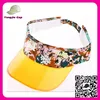 UV Protection Plastic pvc sun visor cap Hotsale floral pattern waterproof plastic peaked cap visor
