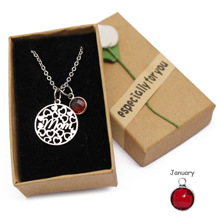 

Colorful Birthstones Silver Alloy Stainless Steel Thanksgiving Day Gift For Mom Wholesale Pendant Necklace