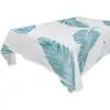 Rectangle Polyester Blue Leaves Print Tablecloth Table Cover - Wedding Restaurant Party Banquet Home Decoration Tablecover