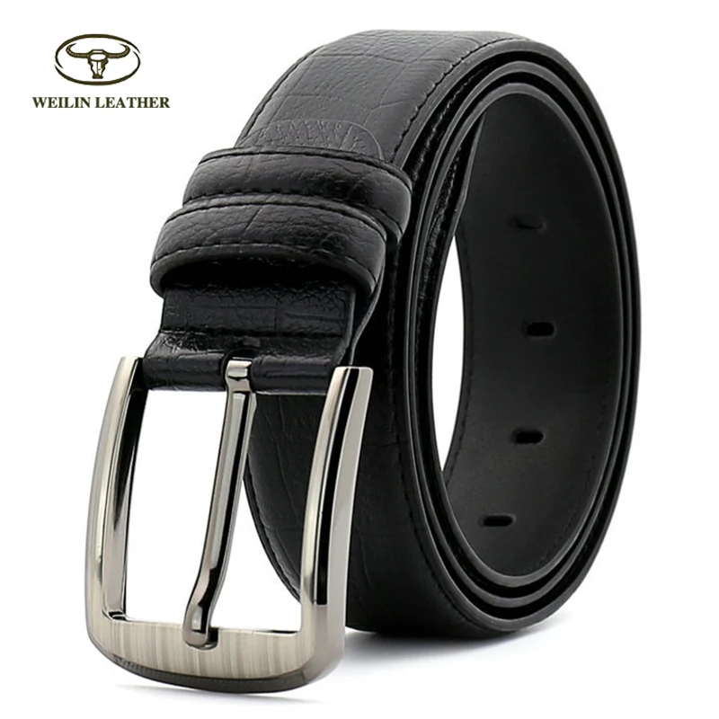 37MM Wide Formal Black Leather Clothing Belts For Men