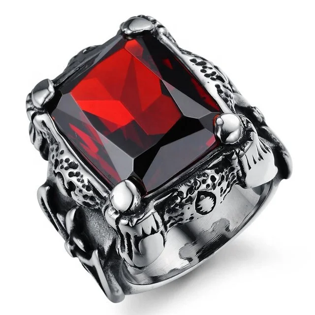 

Ruby Gemstone Ring Statement Big Size Yemeni Aqeeq Men Ring Silver