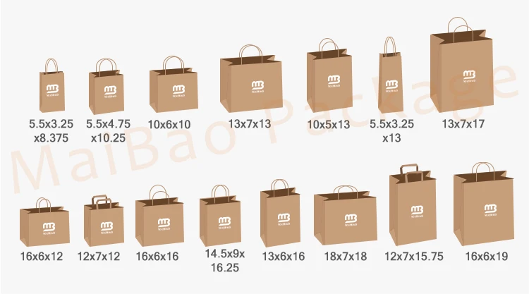 100x Small Brown Paper Carrier Bags Size 7x3.5x8.5" Takeaway Fast Food Retail 