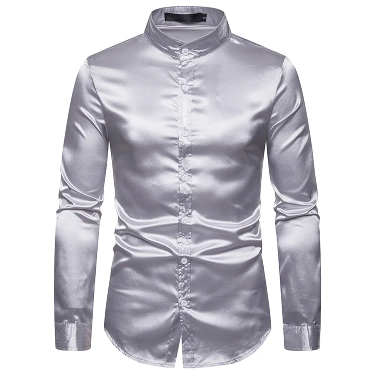 camisa negra brillante hombre